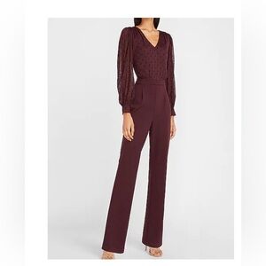Jumpsuit vneck sheer sleeves